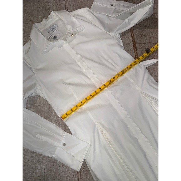 Derek Lam 10 Crosby Annette Shirt Dress Women 10 White Pleated Tie Waist NWT - Picture 10 of 11